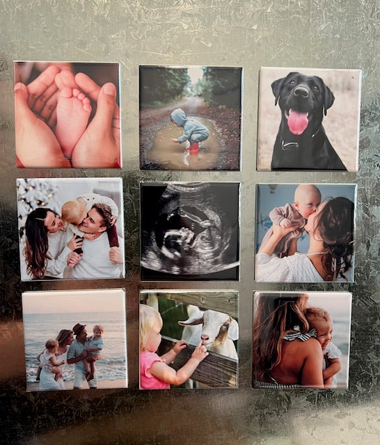 9 Custom Photo 2.5" x 2.5" Magnets